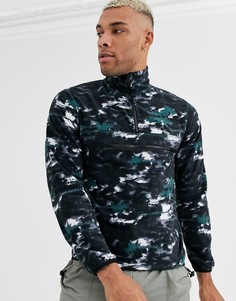 Темно-синий/зеленый флисовый свитшот с короткой молнией Jack & Jones Originals