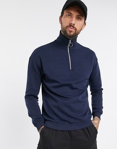 Темно-синий свитшот с короткой молнией Jack & Jones Originals