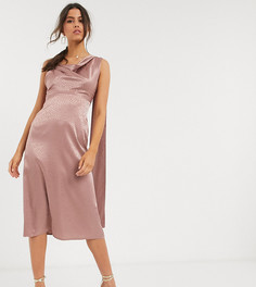 Розовое платье миди с драпировкой Flounce London-Розовый