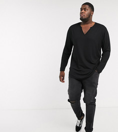 Черный свободный трикотажный лонгслив ASOS DESIGN Plus