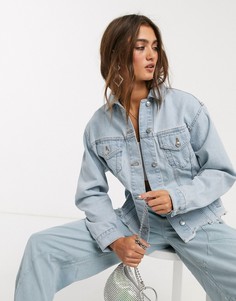Джинсовая куртка с необработанным краем Topshop-Синий