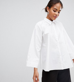Блузка с присборенным вырезом ASOS WHITE Tall-Белый