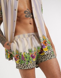 Короткие шорты для плавания от комплекта с принтом ASOS DESIGN-Мульти
