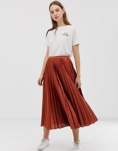 Атласная плиссированная юбка миди ASOS DESIGN-Красный