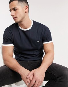 Темно-синяя футболка в рубчик Burton Menswear-Темно-синий