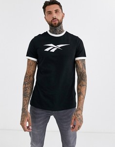 Черная футболка с контрастной отделкой Reebok-Черный