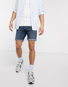 Темные джинсовые шорты зауженного кроя ASOS DESIGN-Синий