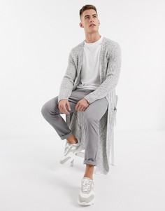 Светло-серый длинный кардиган в рубчик ASOS DESIGN