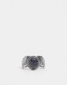 Серебристое кольцо с синим камнем Icon Brand-Серебряный