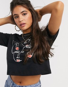 Футболка с эскизным принтом лиц ASOS DESIGN-Черный