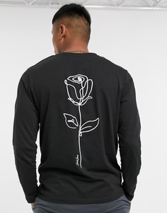 Черный лонгслив с принтом на спине Jack & Jones Originals