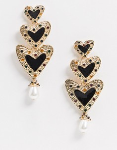 Серьги с искусственным жемчугом French Fashion House-Черный