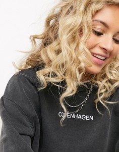 Серый свитшот с необработанными краями Topshop