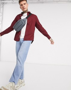 Бордовая рубашка узкого кроя Bershka-Красный