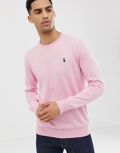 Розовый вязаный джемпер из хлопка с логотипом Polo Ralph Lauren