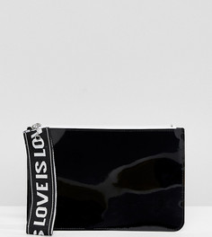 Лакированный кошелек на молнии Monki-Черный
