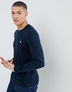 Темно-синий трикотажный джемпер с круглым вырезом и логотипом Abercrombie & Fitch core