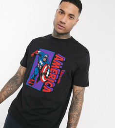 Свободная футболка с принтом "Captain America" ASOS DESIGN Tall-Черный