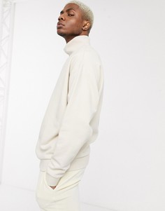 Бежевый свободный свитшот с высоким воротом ASOS DESIGN