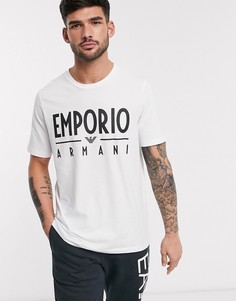 Белая футболка с логотипом на груди Emporio Armani-Белый