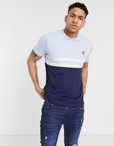 Светло-синяя/темно-синяя футболка с полосками Lyle & Scott-Синий