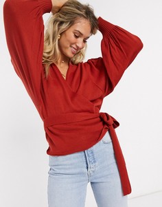 Трикотажный джемпер с запахом ASOS DESIGN-Красный