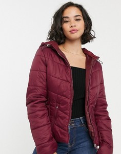 Бордовый легкий пуховик Bershka-Красный
