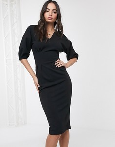 Черное облегающее платье миди ASOS DESIGN-Черный