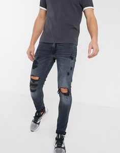 Синие джинсы скинни со рваной отделкой Jack & Jones Intelligence-Синий