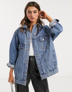 Синяя джинсовая куртка свободного кроя Topshop-Синий