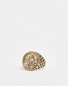 Золотистое массивное кольцо-печатка Topshop-Золотой