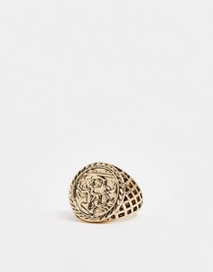 Золотистое массивное кольцо-печатка Topshop-Золотой