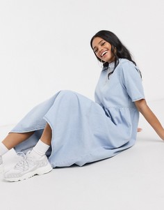 Синее свободное джинсовое платье миди ASOS DESIGN-Синий