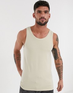 Бежевая облегающая майка из органического материала ASOS DESIGN-Бежевый