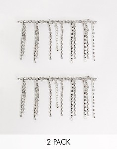 Набор из 2 серебристых браслетов на ногу с подвесками-камнями ASOS DESIGN-Серебряный