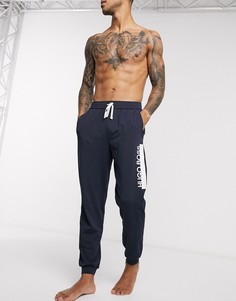 Темно-синие джоггеры с логотипом и манжетами от комплекта BOSS Вodywear SUIT 1-Темно-синий