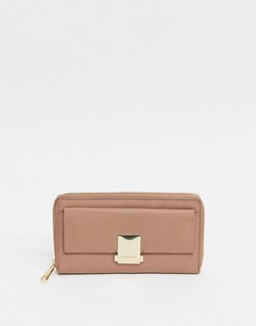 Розовый кожаный кошелек с застежкой Paul Costelloe
