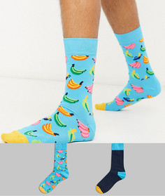 Набор из 2 пар носков (с принтом бананов/др.) Happy Socks-Синий