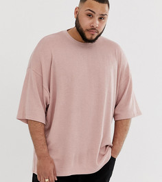 Розовая длинная oversize-футболка из вафельного трикотажа ASOS DESIGN Plus-Розовый