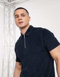 Поло темно-синего цвета от комплекта с молнией Topman-Темно-синий