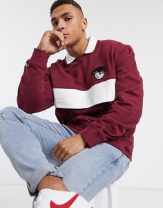 Бордовый свитшот с полоской и затягивающимся шнурком по краю Lyle & Scott X Malbon Golf-Красный