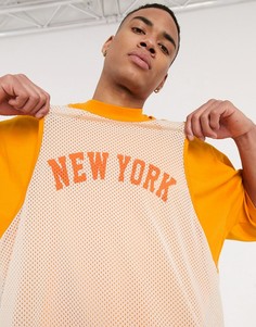 Длинная oversized-футболка с принтом ASOS DESIGN-Оранжевый