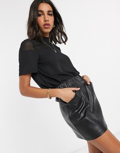 Топ с высоким воротником и короткими рукавами ASOS DESIGN-Черный