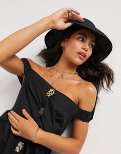 Черный сарафан миди на пуговицах с открытыми плечами ASOS DESIGN