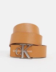 Светло-коричневый ремень с логотипом Calvin Klein Jeans-Бежевый