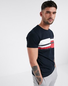 Темно-синяя футболка с принтом логотипа Tommy Hilfiger-Темно-синий