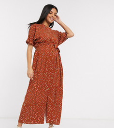 Комбинезон в горошек с поясом ASOS DESIGN Maternity-Мульти