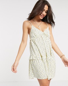 Желтое платье-комбинация с цветочным принтом River Island-Желтый