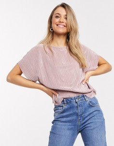 Пыльно-розовая плиссированная футболка ASOS DESIGN-Розовый