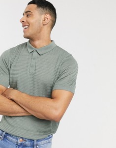 Поло из трикотажа шалфейно-зеленого цвета Topman-Зеленый